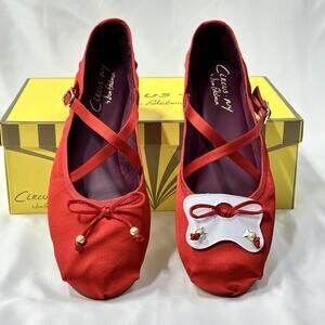 Circus By Sam Edelman Zuri Red Satin Ballet Flats Sz 9.5 Twee Whimsy Balletcore